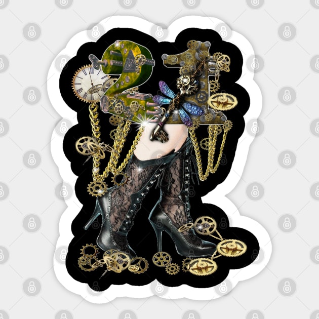 21st Steampunk Birthday girl Party-gift Sticker by Nadine8May